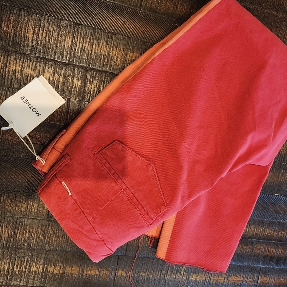 MOTHER Ankle Cropped Pants in Coral and Pink - Picture 6 of 6